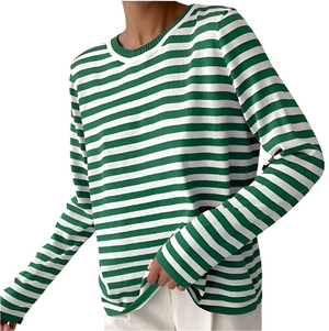 Isabella – Gestreept Dames T-shirt met Lange Mouwen van Katoen