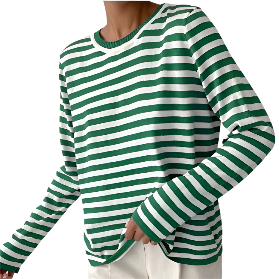 Isabella – Gestreept Dames T-shirt met Lange Mouwen van Katoen