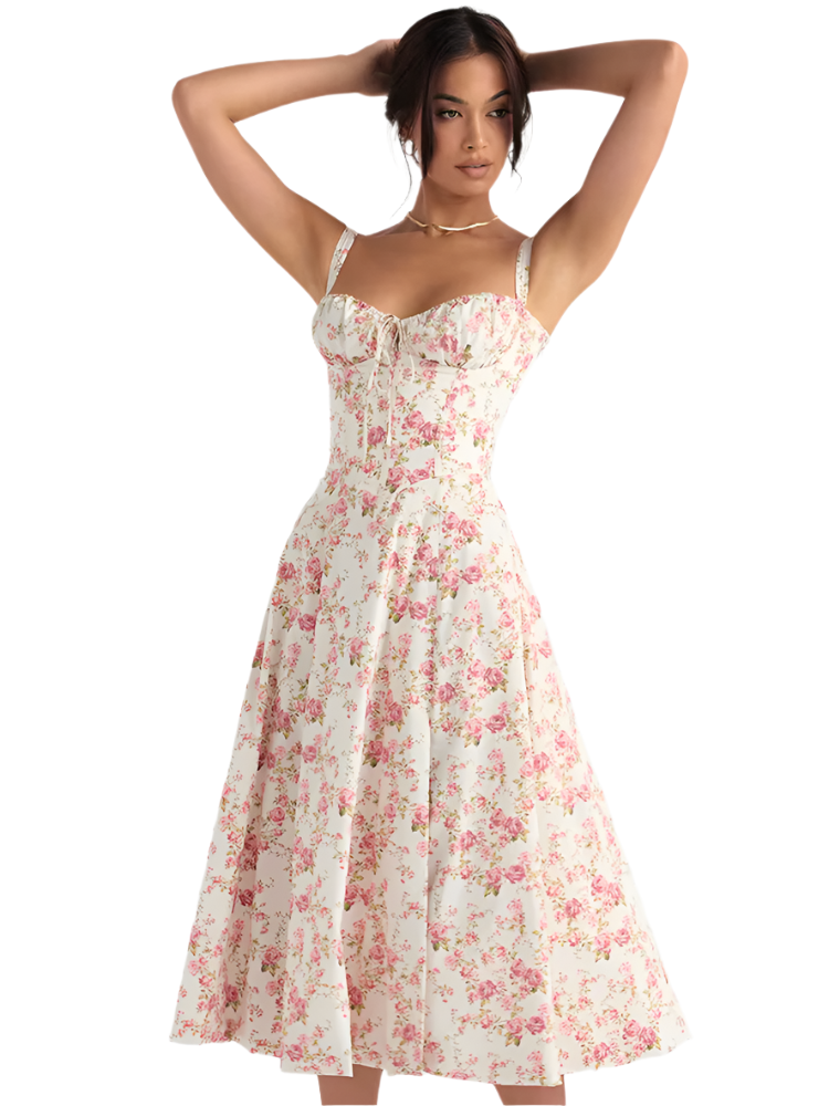 Clara – Bloemen Zomerjurk met Strikdetail voor Dames