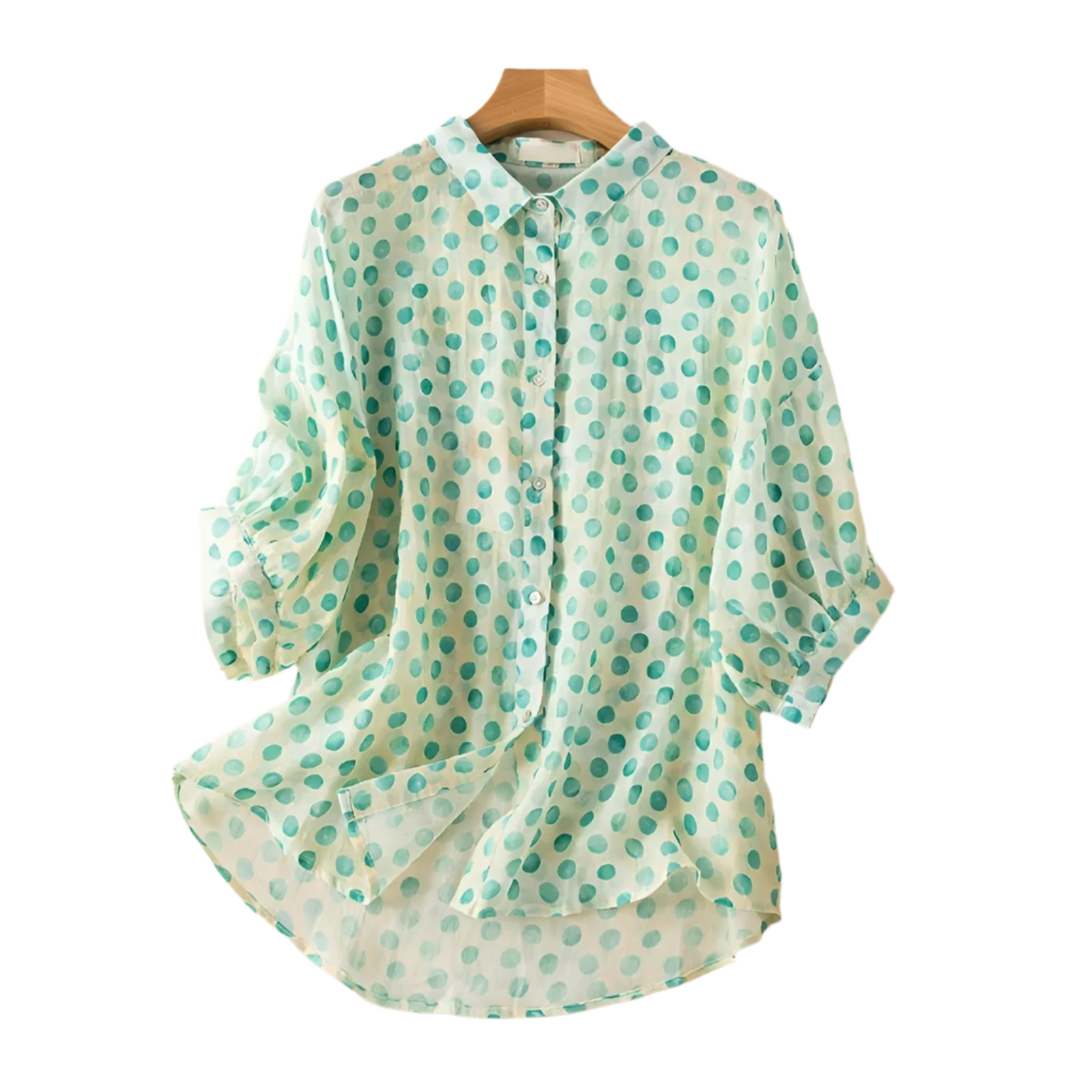 Luciana – Ademend Dames Linnen Blouse met Polkadotprint