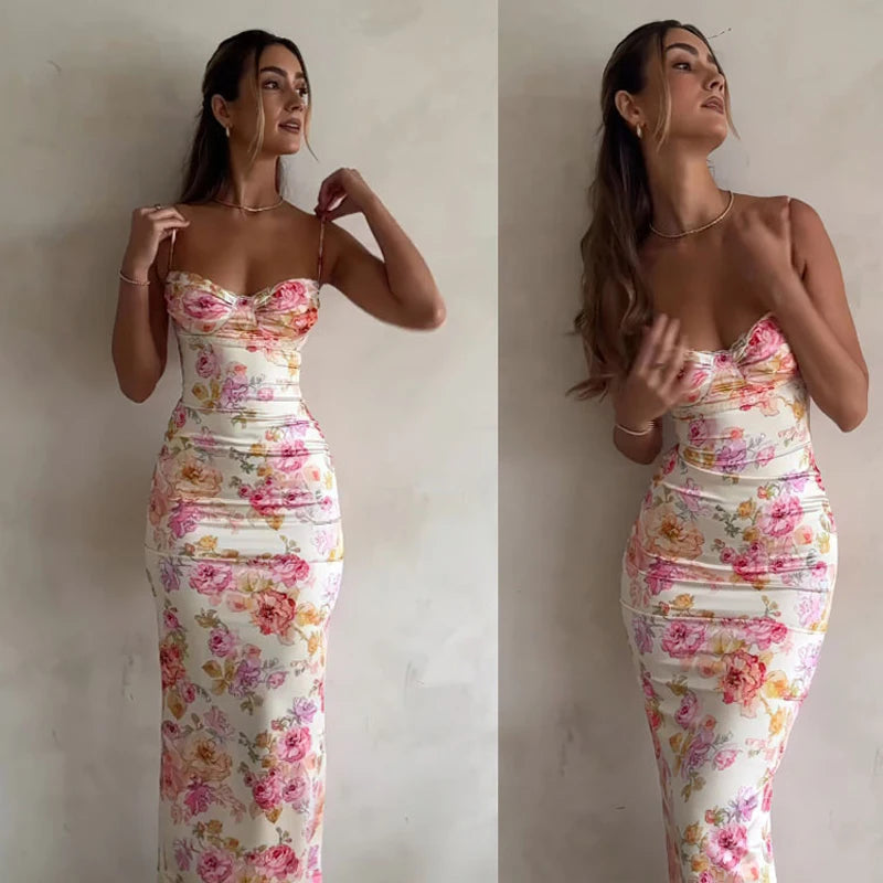 LunaBellini Floral Spaghettibandjurk Voor Vrouwen
