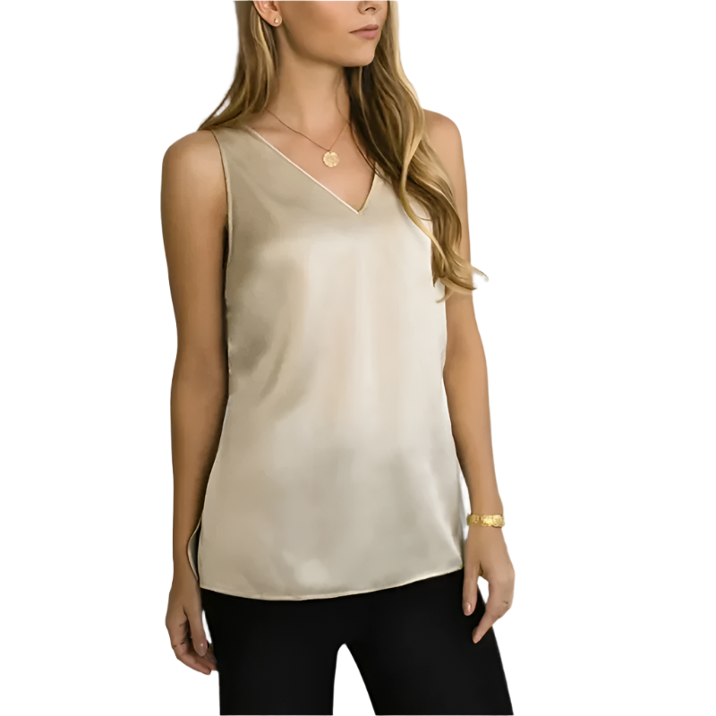 Isabella – Satijnen Mouwloze Dames Zomertop