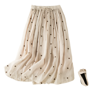 Sofia – Polkadot Linnen Dames Midi-Rok