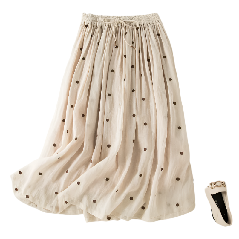 Sofia – Polkadot Linnen Dames Midi-Rok