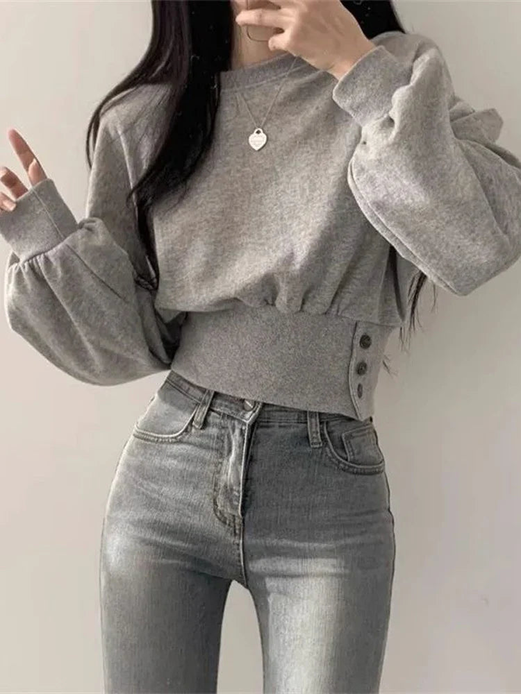 Catalina – Dames Hoodie met Knopdetails en Lange Mouwen