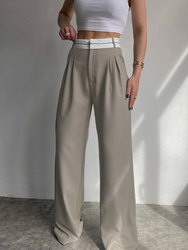 Sophia – Hoogwaardige Dames Rechte Broek met Hoge Taille