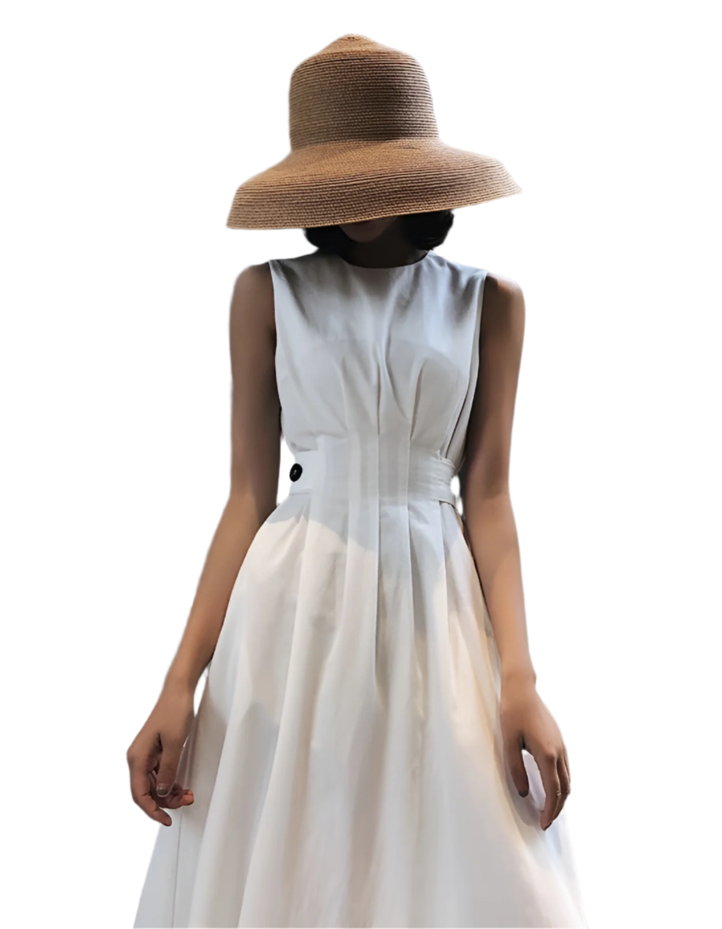 Elena – Elegante Zwart-Witte Mouwloze Jurk voor Dames