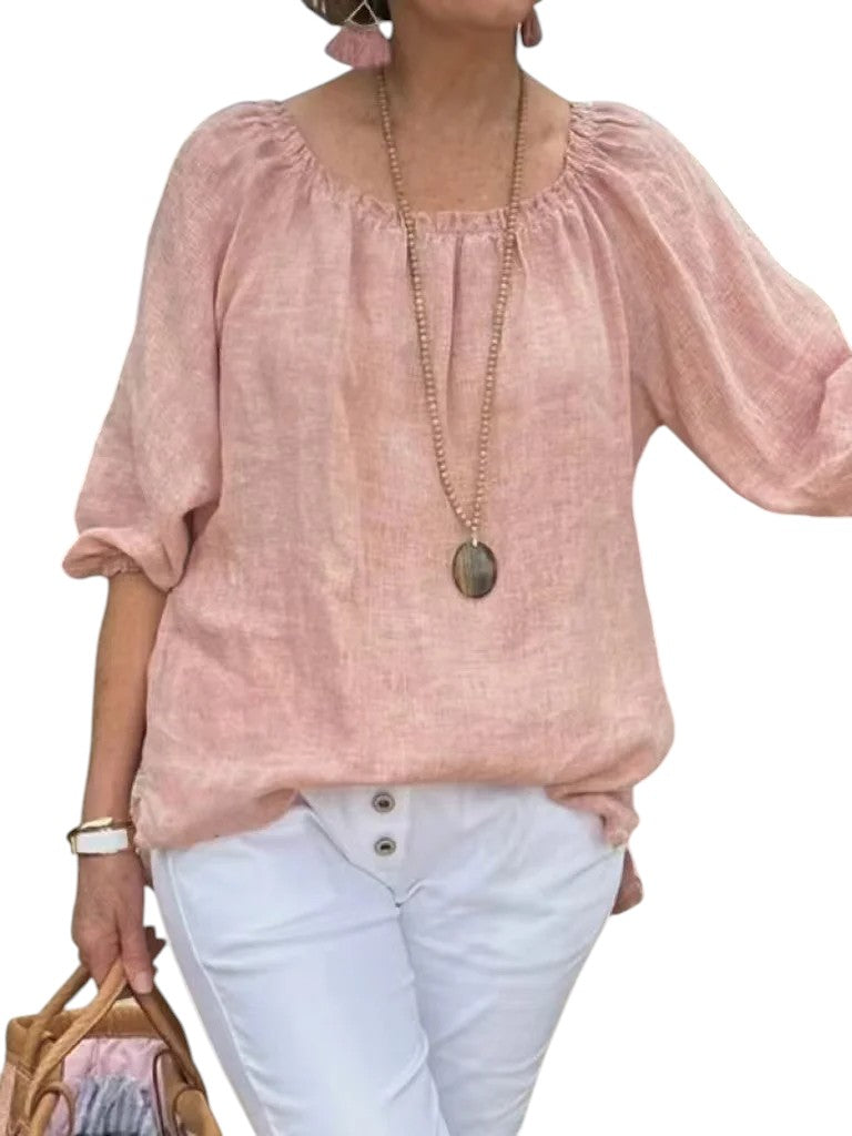 Ruffa – Luchtig Plus-Size Dames T-shirt van Katoen-Hennep