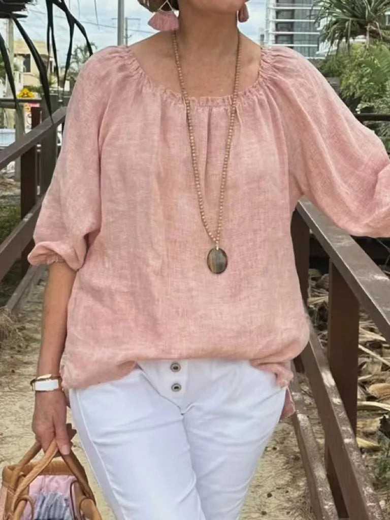 Ruffa – Luchtig Plus-Size Dames T-shirt van Katoen-Hennep