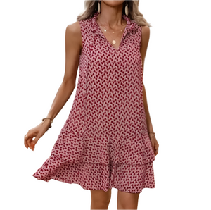 Zahara – Boho V-Hals Jurk met Print en Taillelint voor Dames