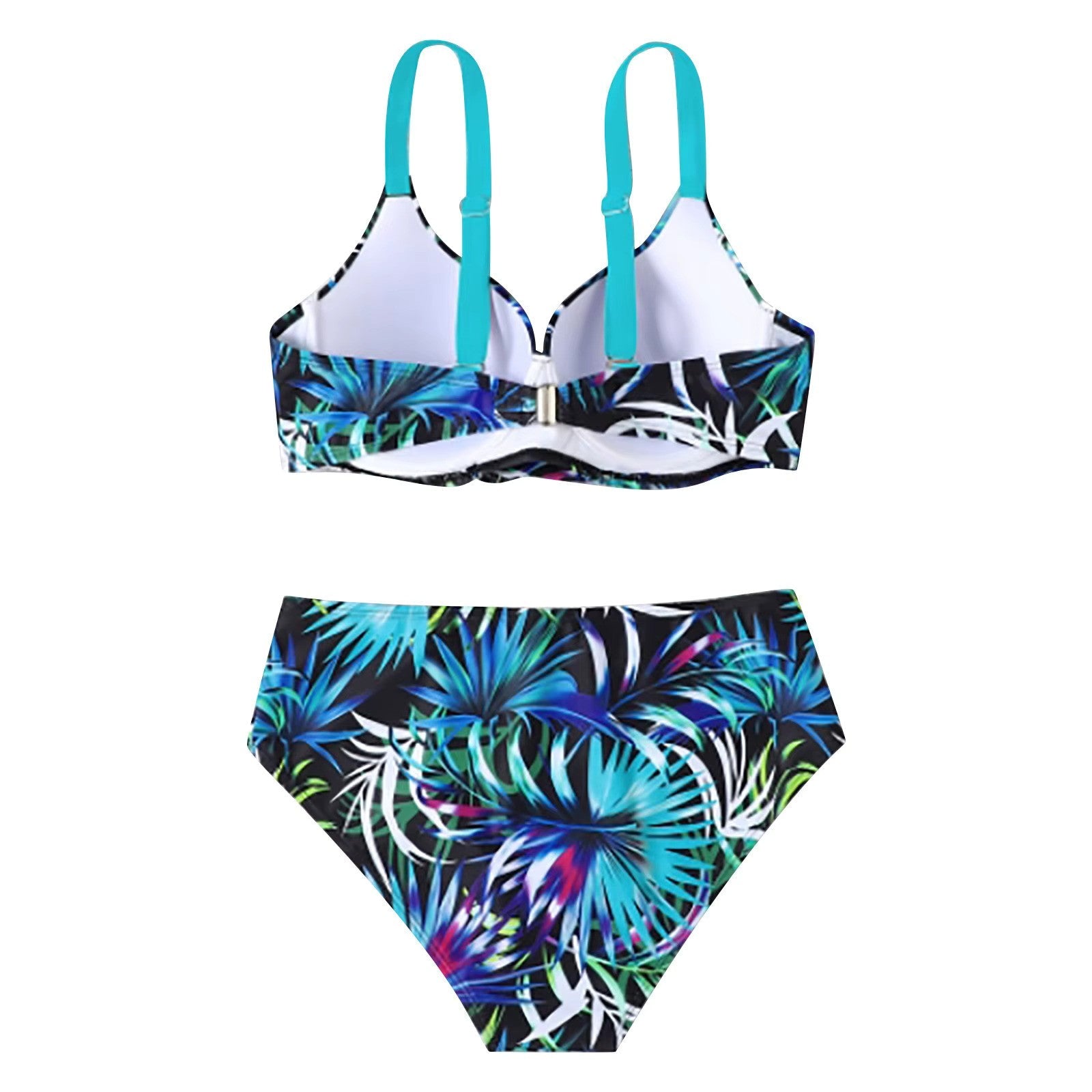 Camila – Dames Bikini Set met Hoge Taille en Bladerenprint