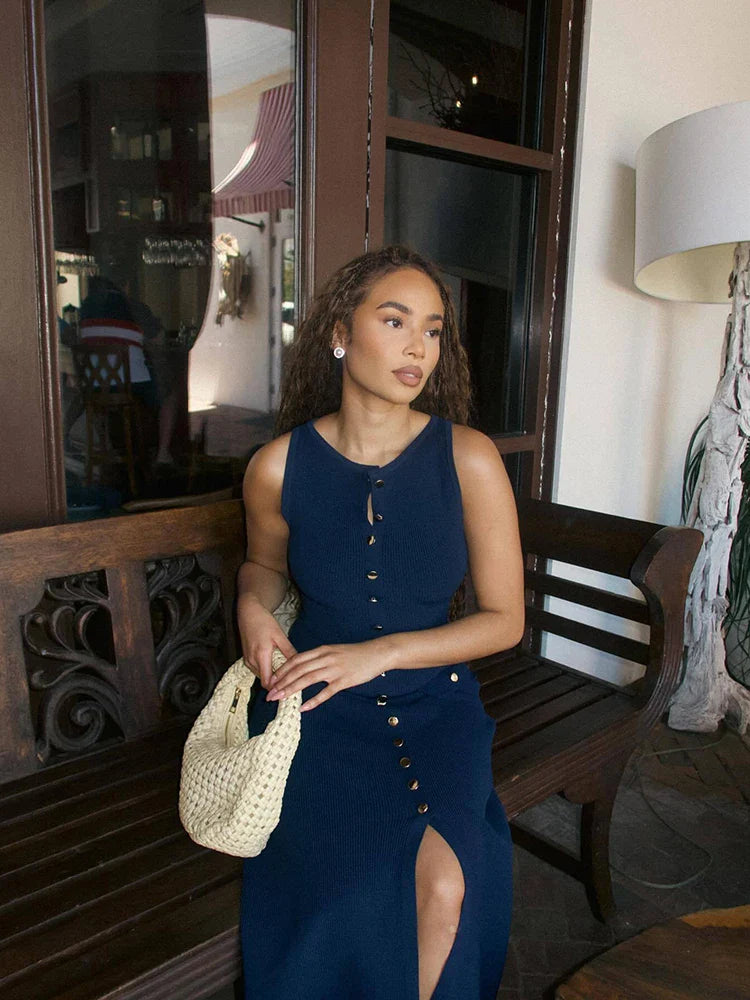 Chiara – Gebreide Rib Midi Jurk voor Dames
