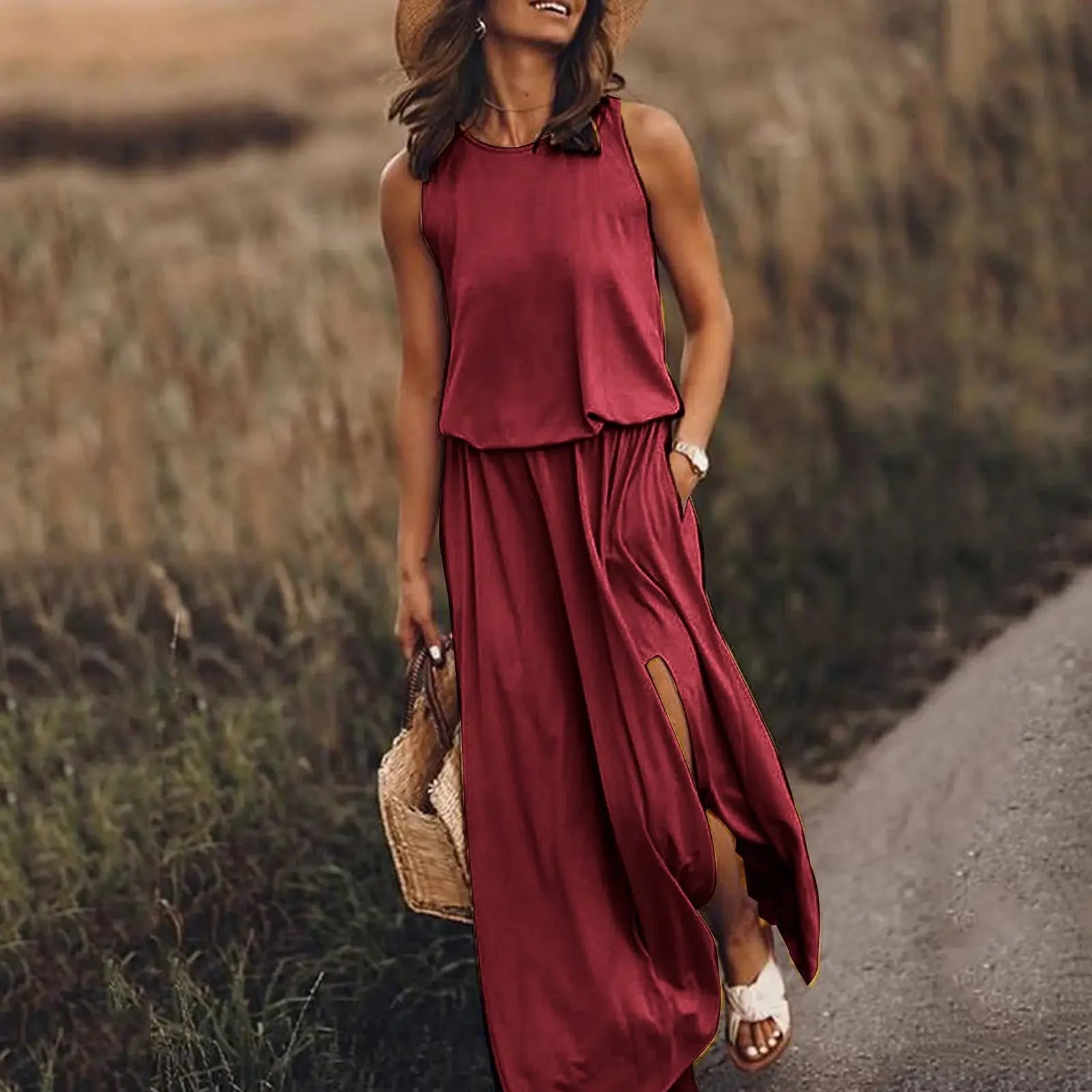 Keysie – Luchtige Mouwloze Maxi Zomerjurk voor Dames