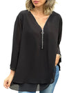Jilainne – Losvallende Dames Blouse met Rits in Plus Size