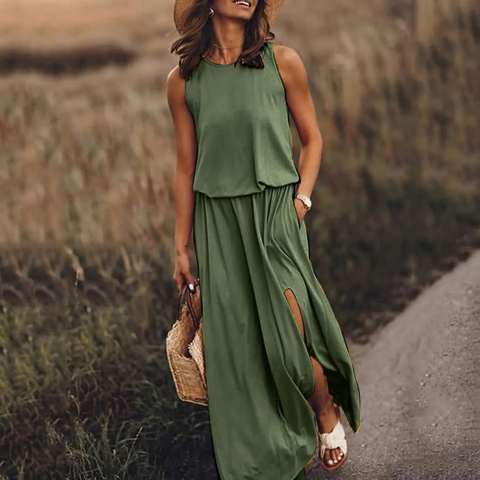 Keysie – Luchtige Mouwloze Maxi Zomerjurk voor Dames