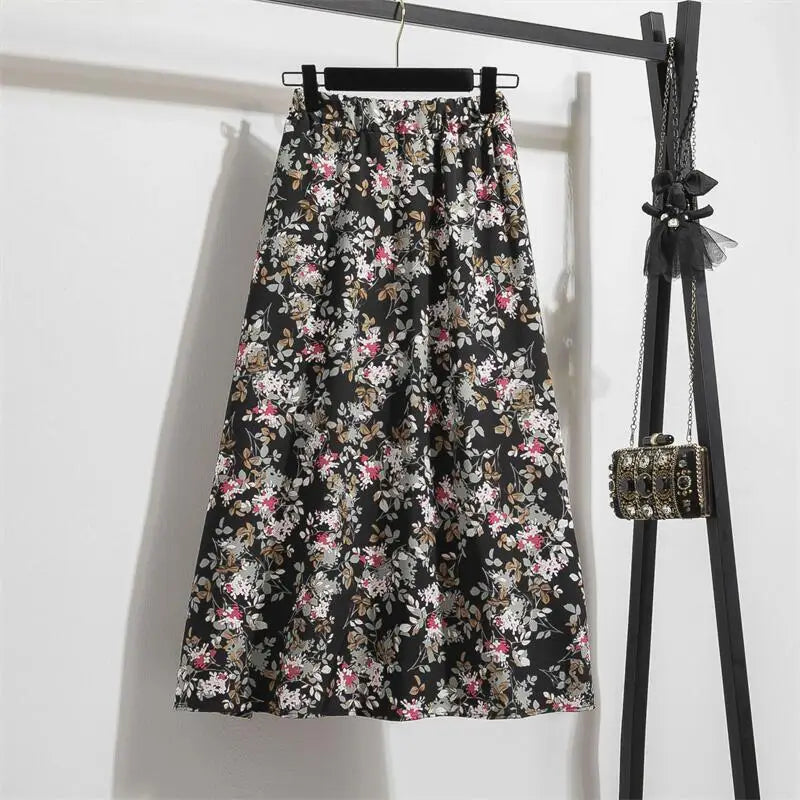 Luciana – Vloeiende Dames Maxi Rok van Chiffon met Bloemenprint