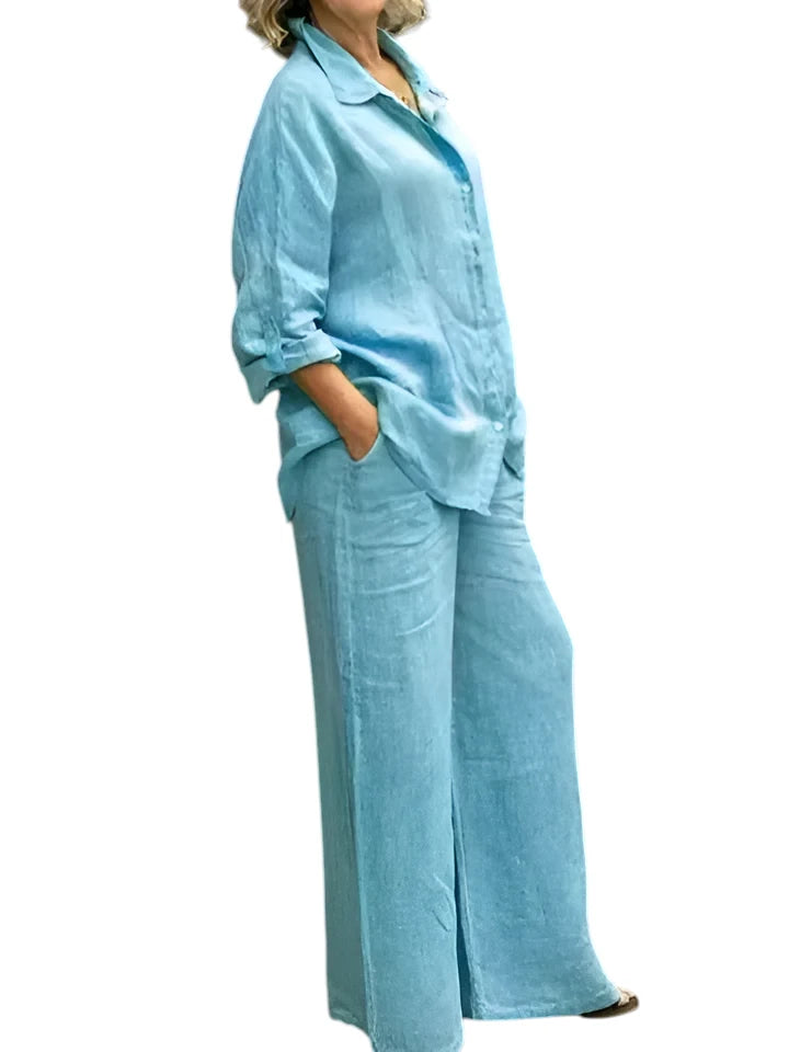 Calista – Dames Linnen Shirt & Broek Set