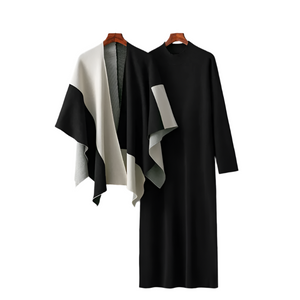 Sophia – Elegante Dames Tweedelige Jurk met Contrastkraag