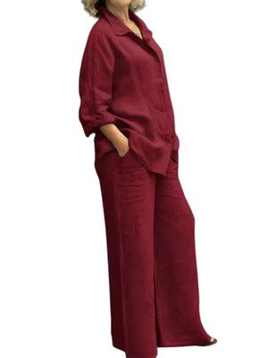 Calista – Dames Linnen Shirt & Broek Set