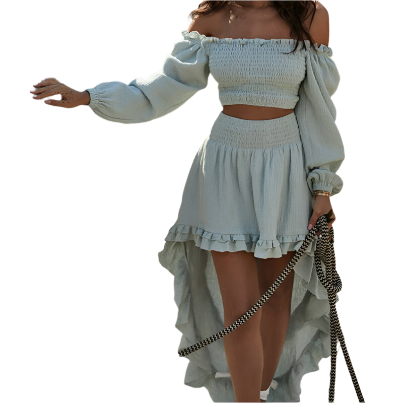 Elena – Boho-Chique Dames Off-Shoulder Rok Set