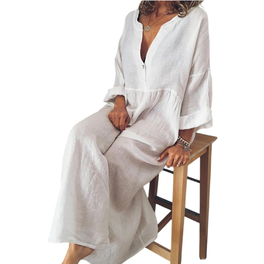 Ylona – Dames Maxi Jurk met Luchtige Sheer Blouse