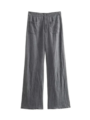 SofiaRanieri Effen Lange Broek Met Hoge Taille voor dames