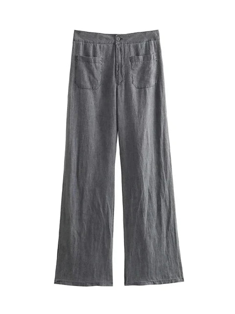 SofiaRanieri Effen Lange Broek Met Hoge Taille voor dames