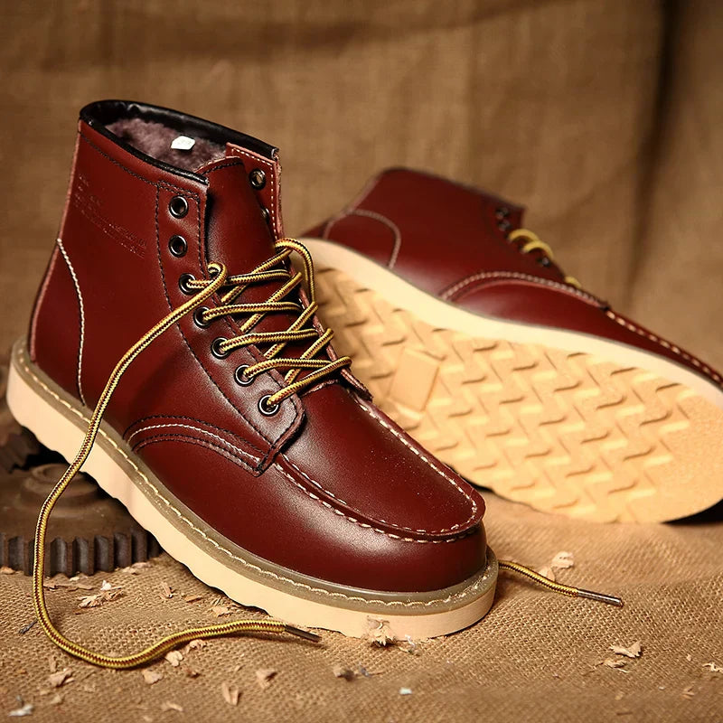 Lorenzo – Retro Heren Winterlaarzen met Antislip Zool