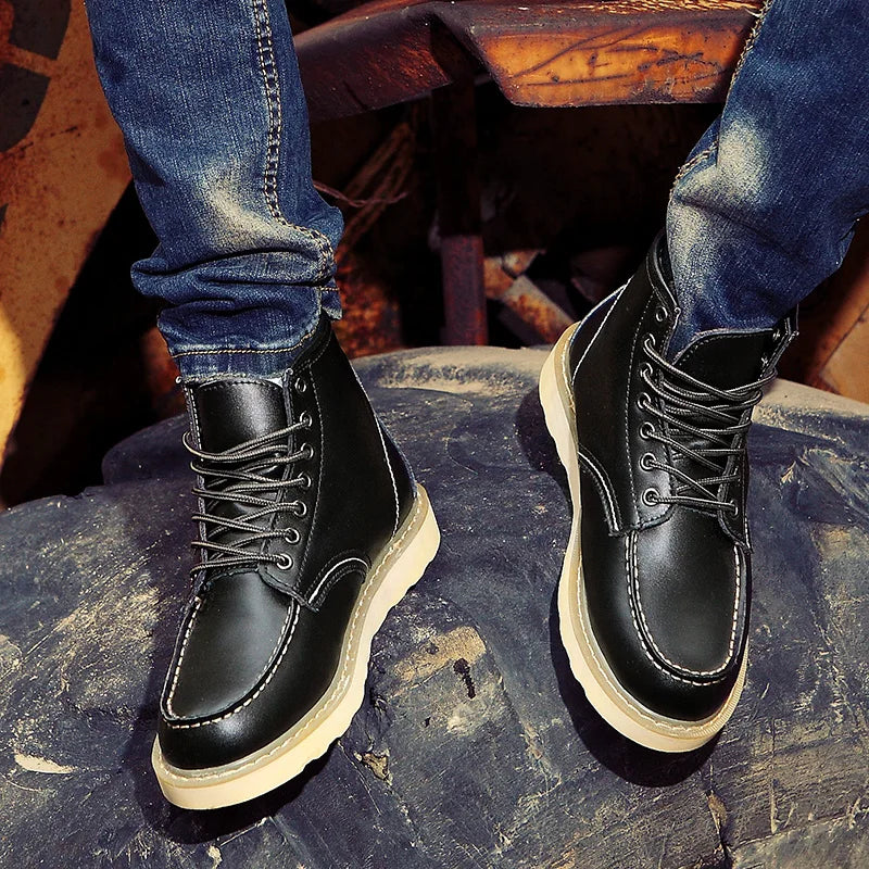 Lorenzo – Retro Heren Winterlaarzen met Antislip Zool