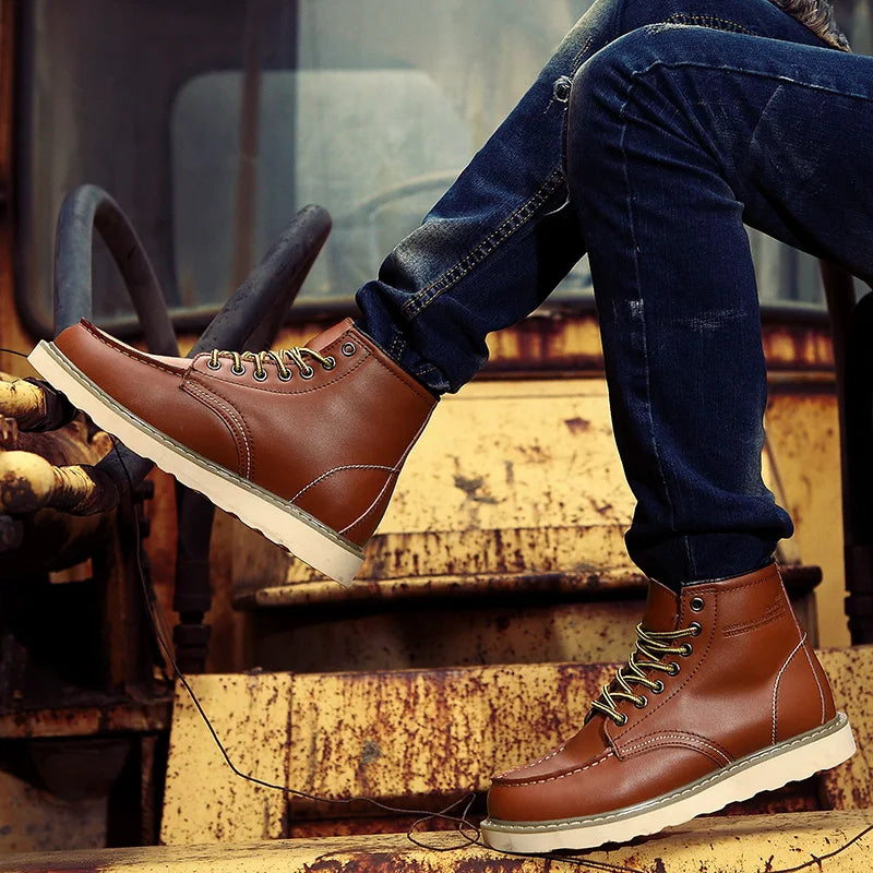 Lorenzo – Retro Heren Winterlaarzen met Antislip Zool