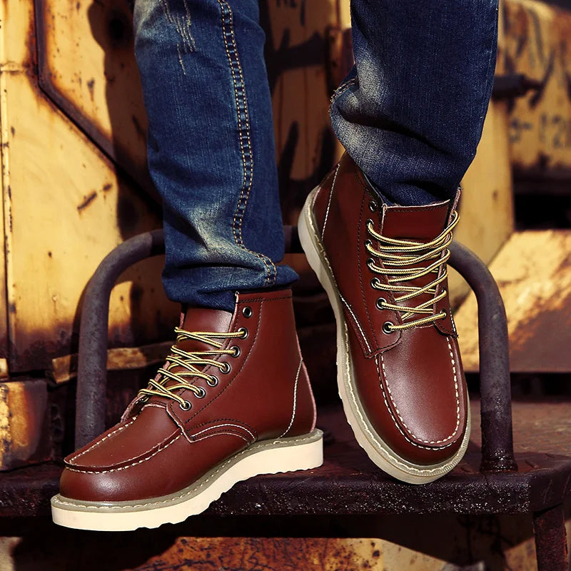 Lorenzo – Retro Heren Winterlaarzen met Antislip Zool