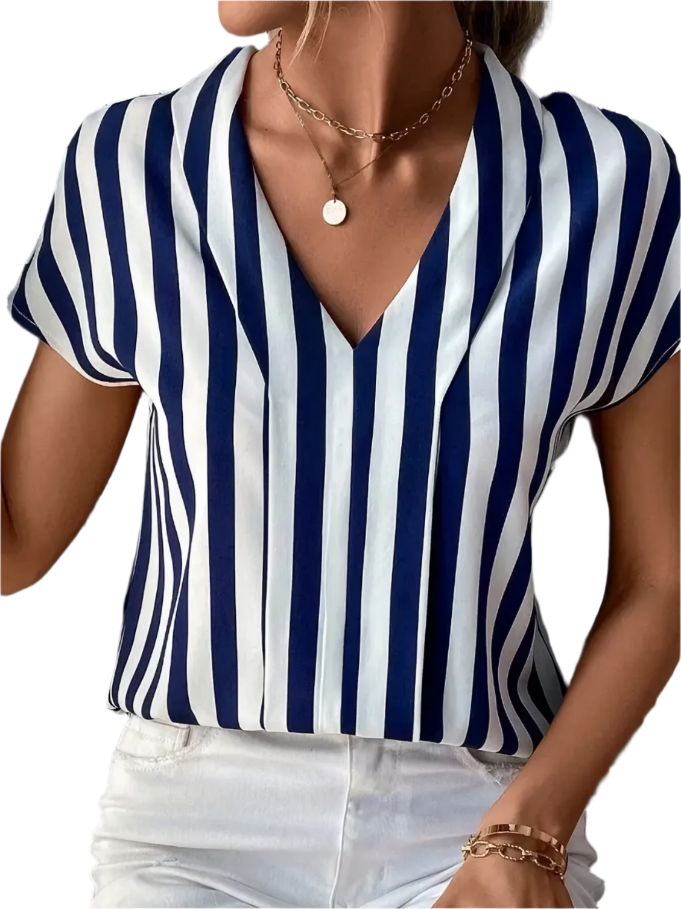 Sofia – Gestreepte V-Hals Damesblouse