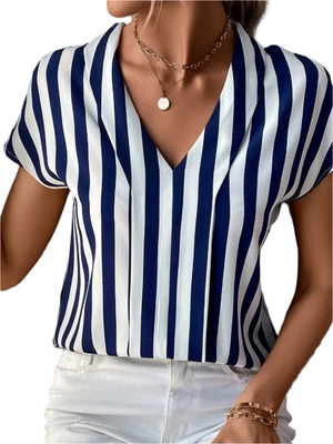 Sofia – Gestreepte V-Hals Damesblouse