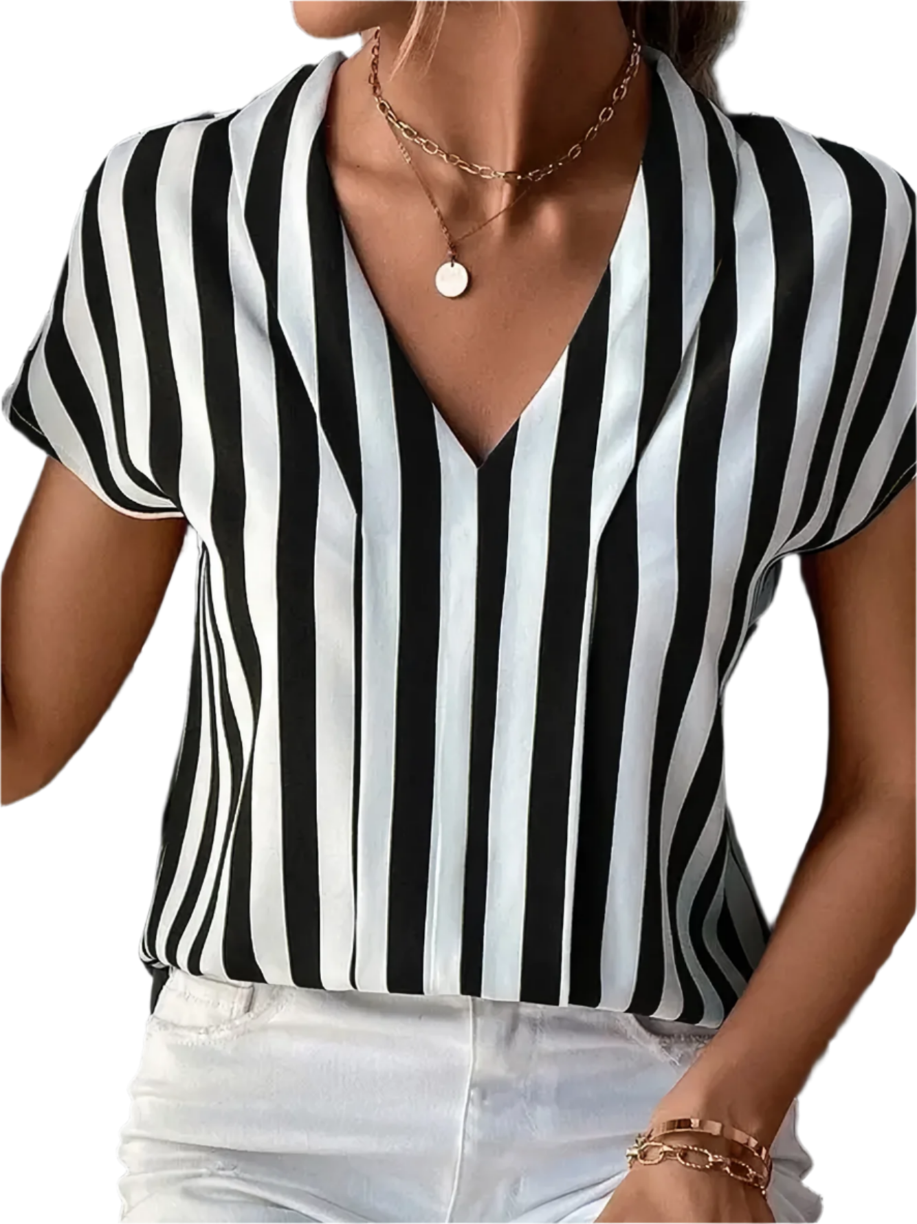 Sofia – Gestreepte V-Hals Damesblouse