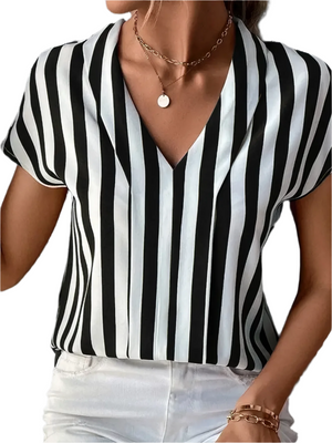 Sofia – Gestreepte V-Hals Damesblouse