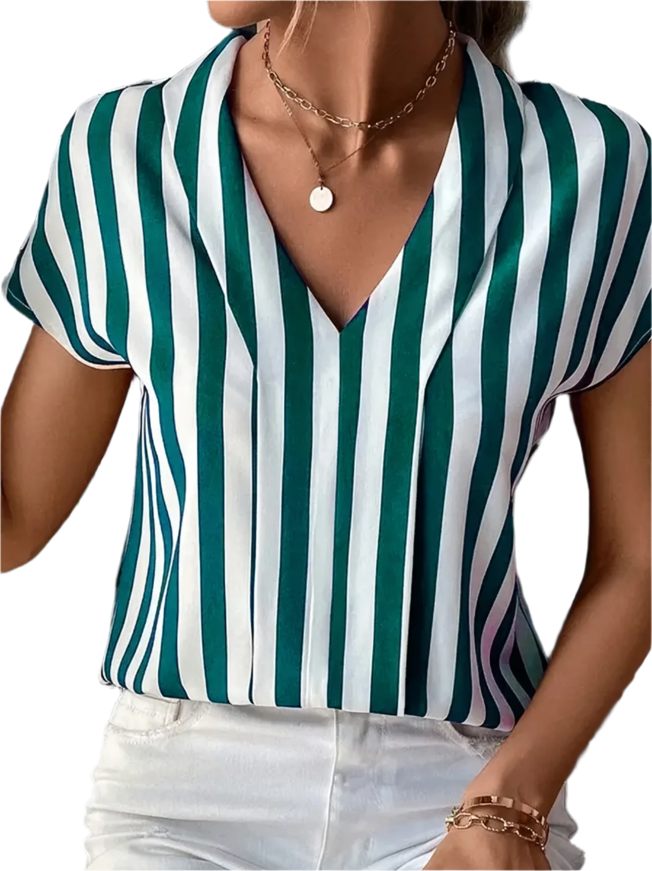 Sofia – Gestreepte V-Hals Damesblouse