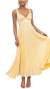 Isabella – Geplooide Gele Maxi Jurk voor Dames