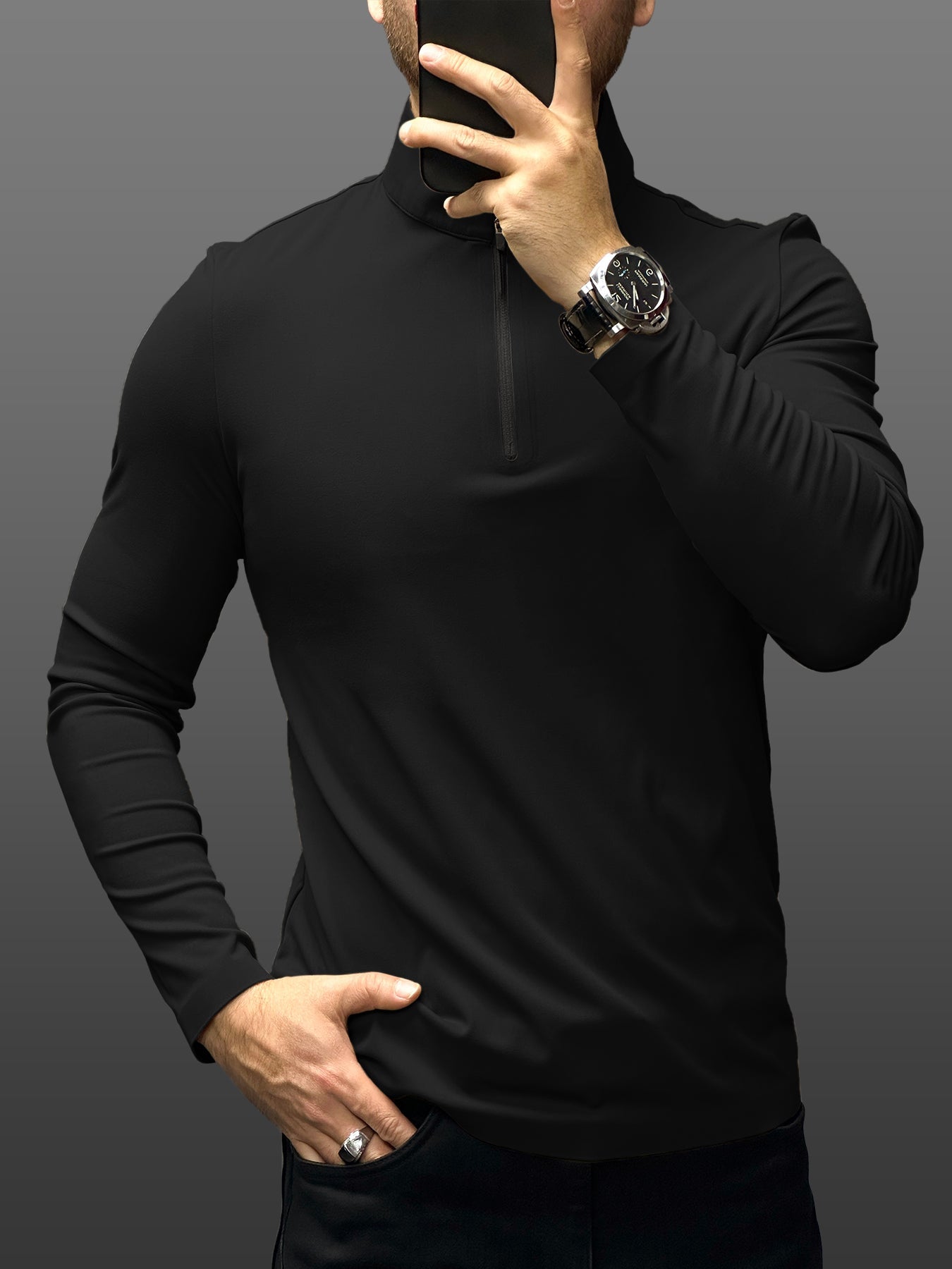 Francesco Miglia™ - Half zip mock neck tee