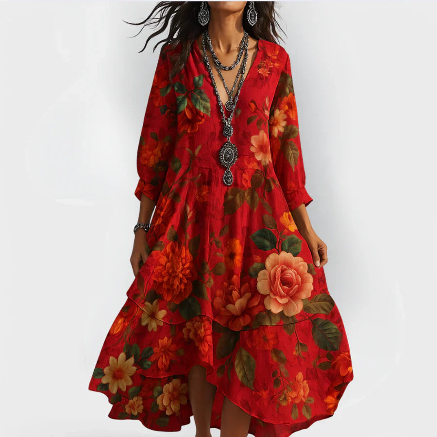 Eliza – Dames Boho Jurk met Vloeiende Pasvorm