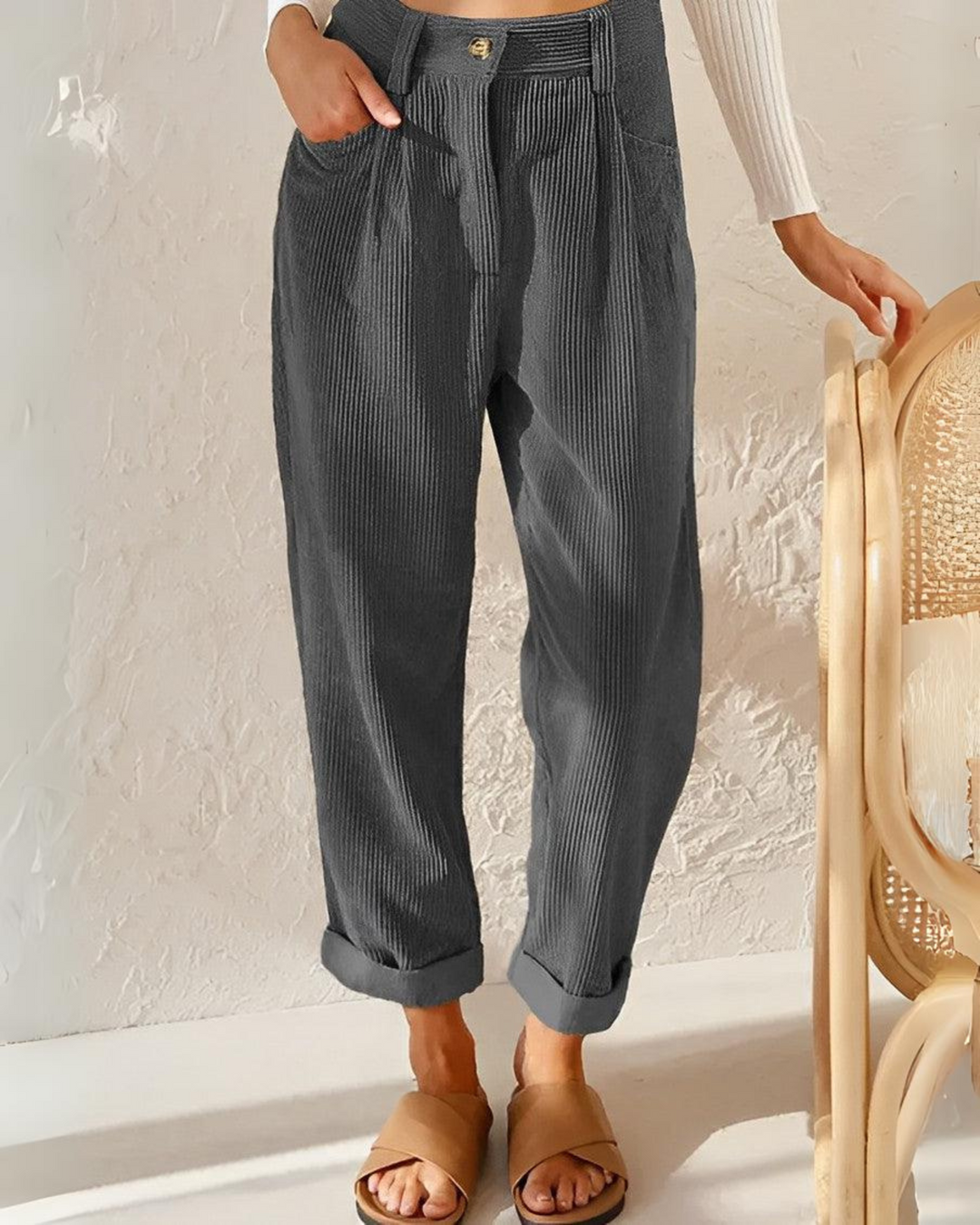 MarcoTela Stijlvolle Corduroy Broek Voor Dames