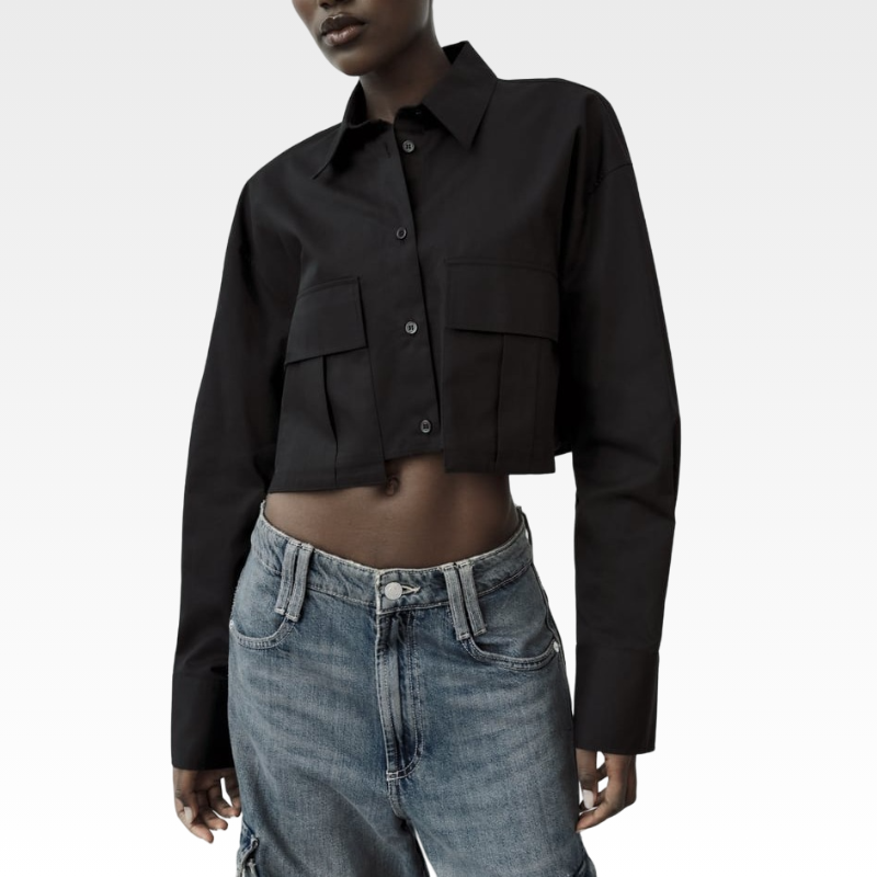 Bianca – Relaxte Dames Blouse met Lange Mouwen en Zakken