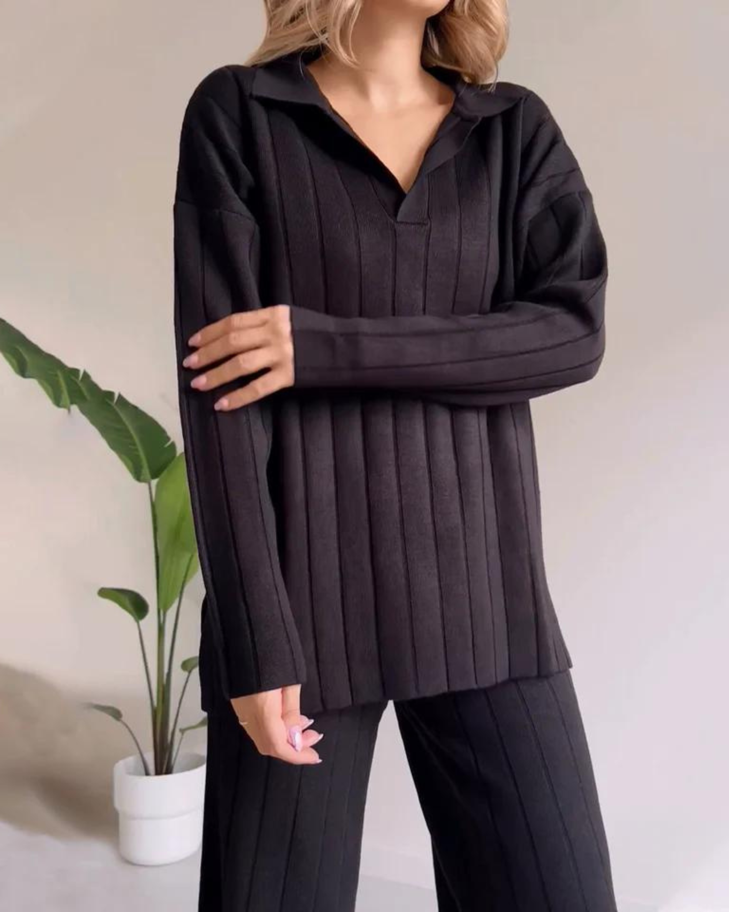 Isabella – Elegante Dames Jacquard Gebreide Tweedelige Set