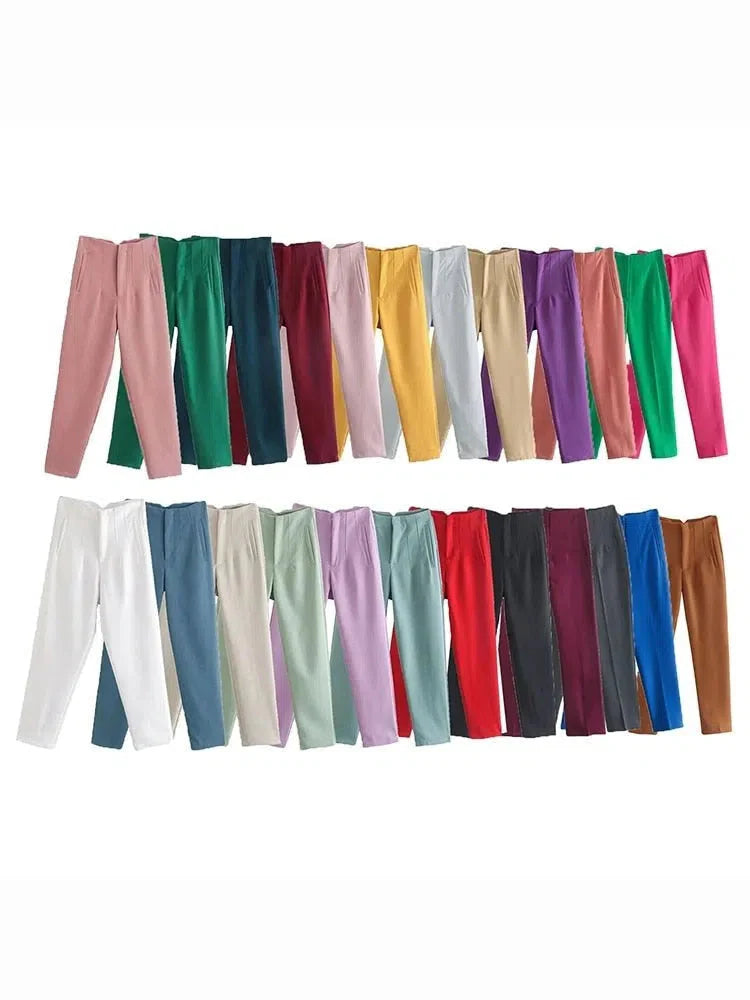 VincenzoRicci Chique Rechte Broek Vintage Broek Voor Vrouwen
