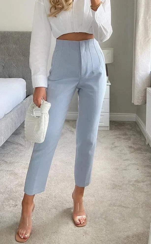 VincenzoRicci Chique Rechte Broek Vintage Broek Voor Vrouwen