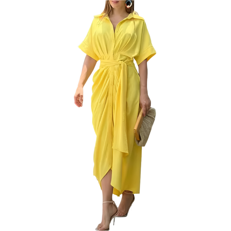 Giulietta – Zomers Dames Maxi Jurk met Knoopsluiting en Valt Elegant