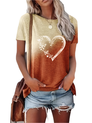 Élodie – Dames T-Shirt met Vlinderhart Print