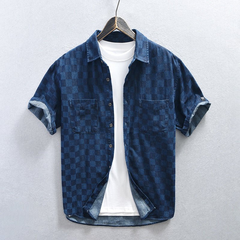 Lorenzo – Casual Heren Overhemd van Denim met Korte Mouwen