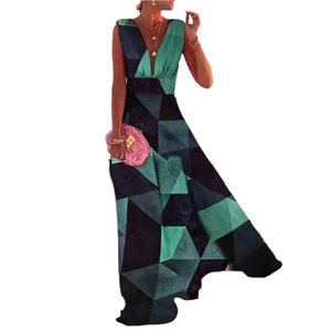 Luciana – Mouwloze Maxi Jurk met Diepe V-hals voor Dames