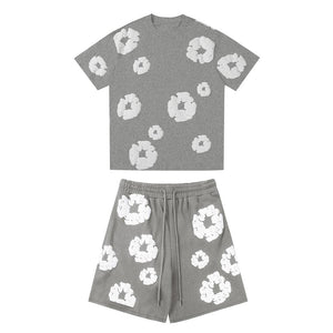 ModaDenim – Viral Tweedelige Lounge Set Zomer Trainingspak Unisex Bloemen