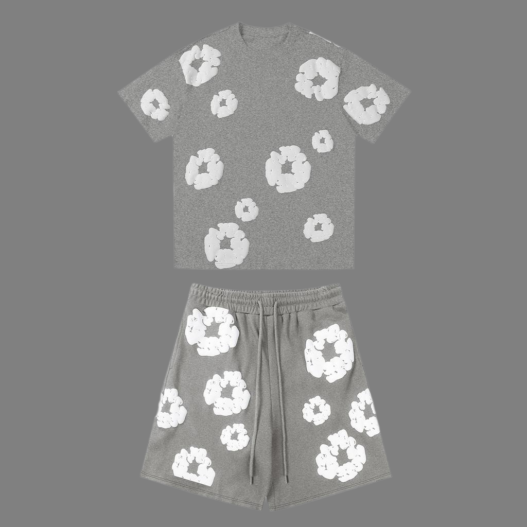 ModaDenim – Viral Tweedelige Lounge Set Zomer Trainingspak Unisex Bloemen